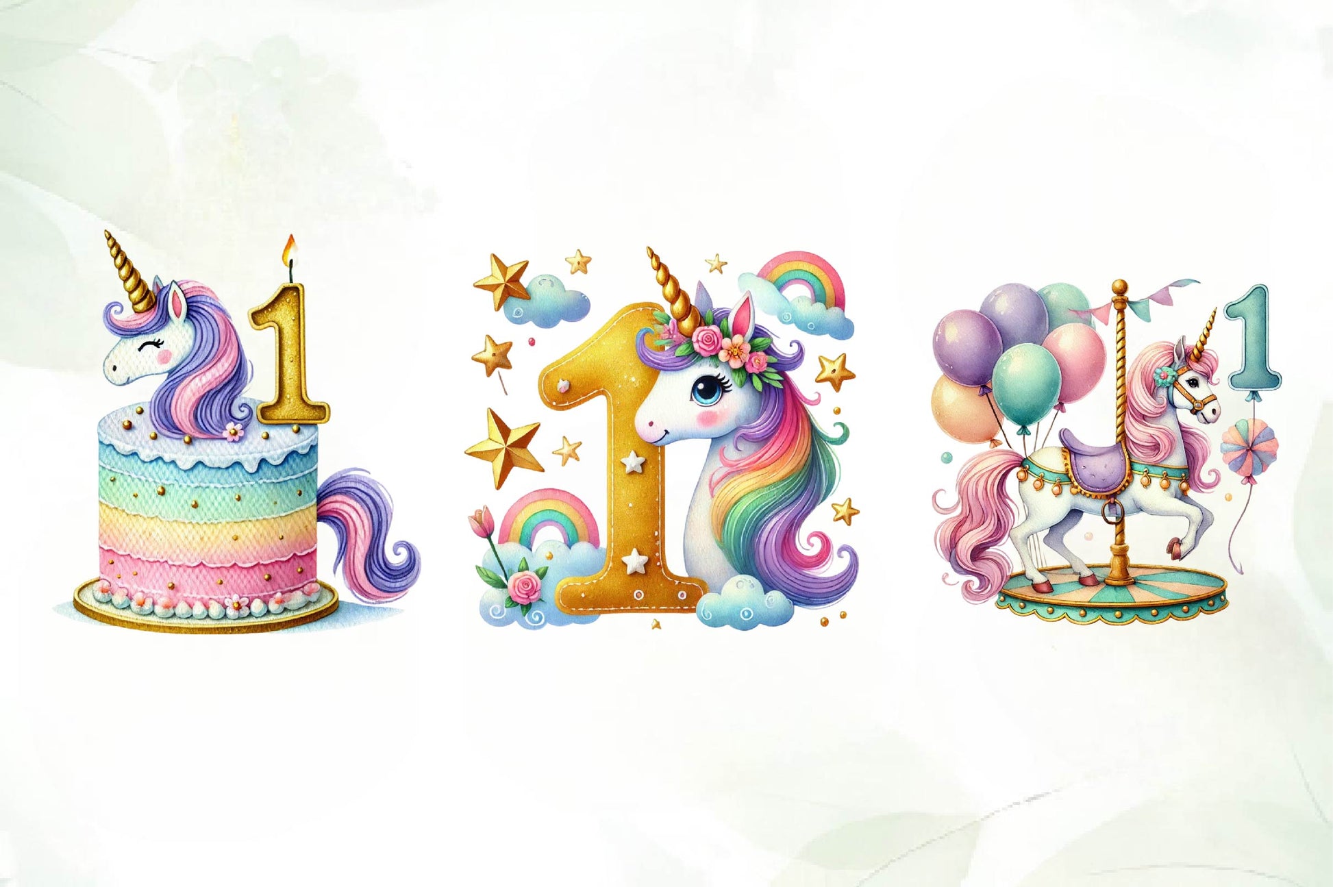 Unicorn First Birthday Party Clipart Bundle - CraftNest - Digital Crafting and Art