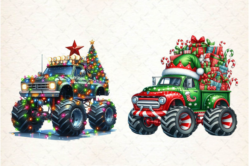 Christmas Monster Truck Clipart Bundle - CraftNest - Digital Crafting and Art