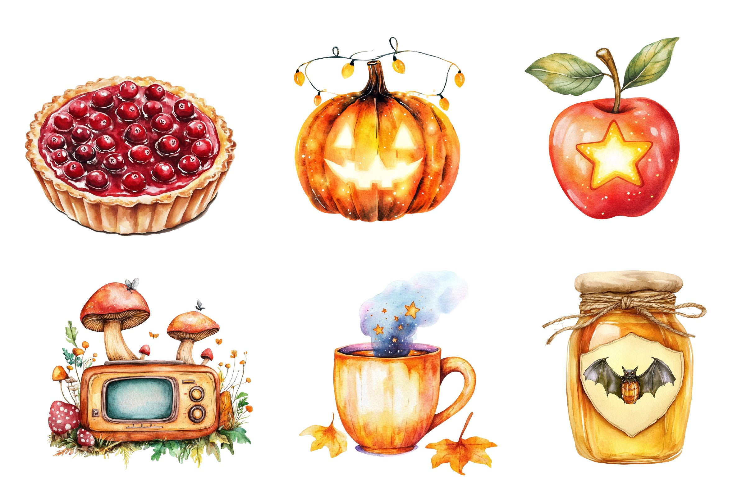 Witch Autumn Picnic Set Clipart Bundle - CraftNest - Digital Crafting and Art