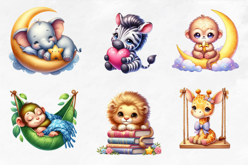 Safari Animals Nursery Decor Clipart Bundle - CraftNest - Digital Crafting and Art