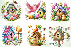 Easter Bird House Clipart Bundle - CraftNest - Digital Crafting and Art
