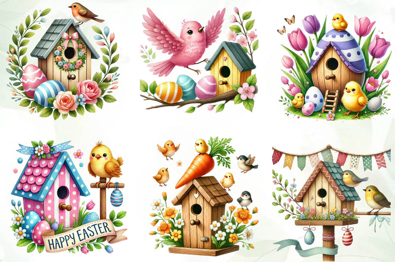 Easter Bird House Clipart Bundle - CraftNest - Digital Crafting and Art