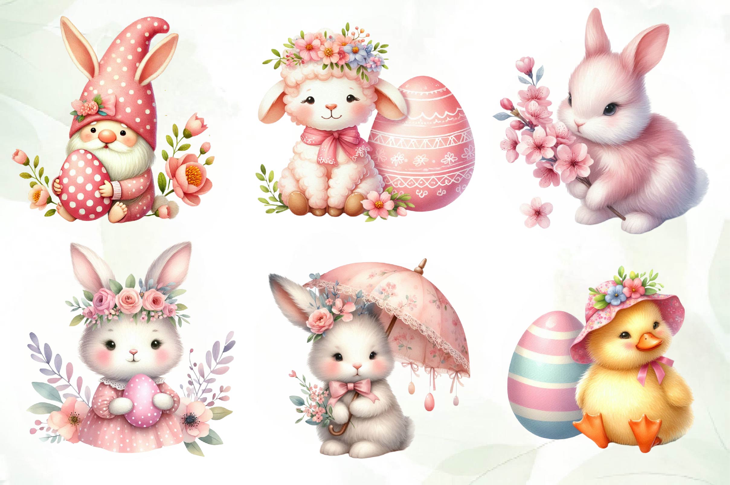 Cute Pink Easter Day Clipart Bundle - CraftNest - Digital Crafting and Art