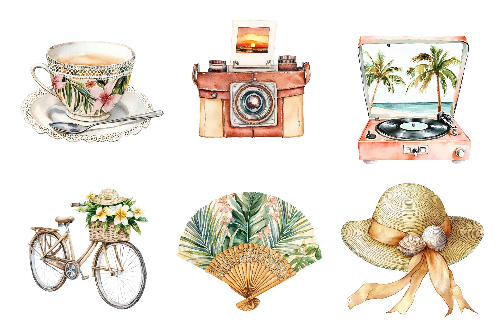 Vintage Summer Tropical Clipart Bundle - CraftNest - Digital Crafting and Art