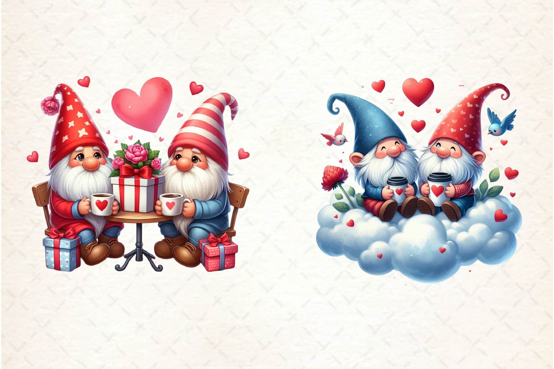 Valentine Gnome Couple Coffee Cup Clipart Bundle - CraftNest - Digital Crafting and Art