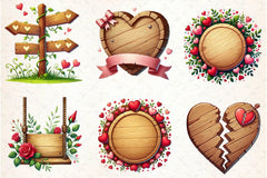 Valentines Empty Wooden Signs Clipart Bundle - CraftNest - Digital Crafting and Art