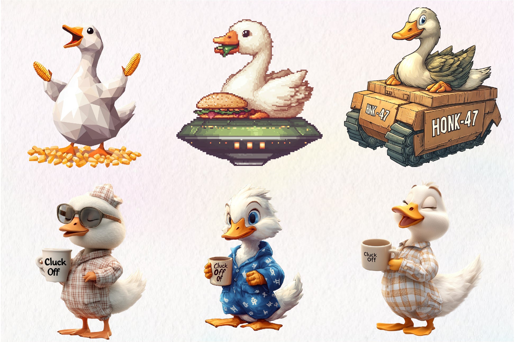 Blocky Style Funny Goose Clipart Bundle - CraftNest - Digital Crafting and Art