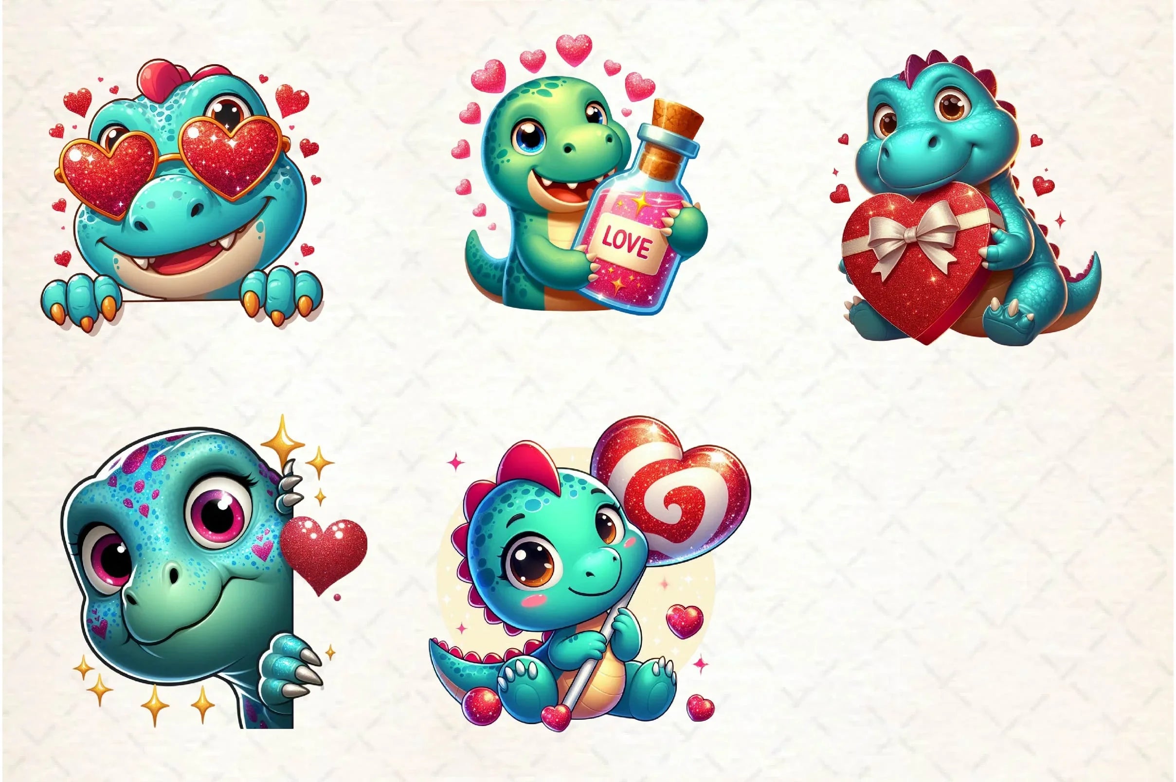 Peeking Dinosaur Valentine's Day Clipart Bundle - CraftNest - Digital Crafting and Art
