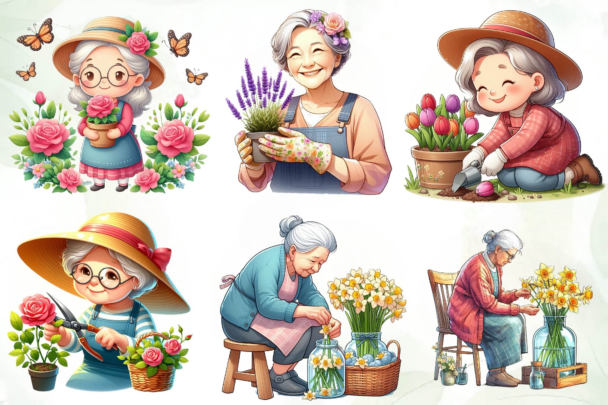 Gardening Grandma Clipart Bundle - CraftNest - Digital Crafting and Art