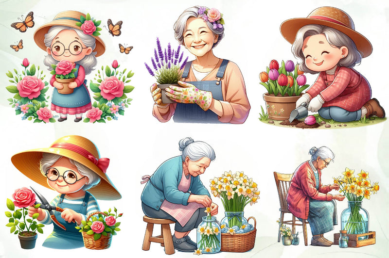 Gardening Grandma Clipart Bundle - CraftNest - Digital Crafting and Art