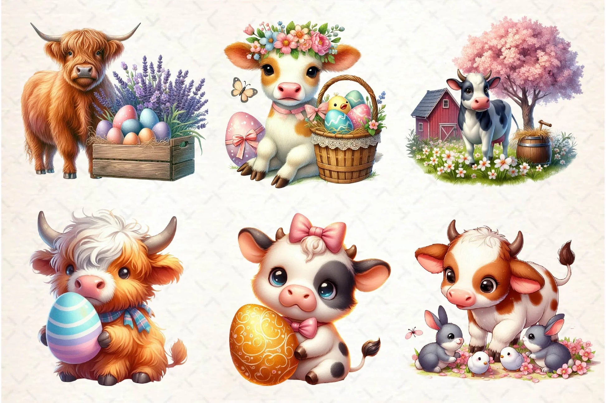Easter Cow Clipart Bundle - CraftNest - Digital Crafting and Art