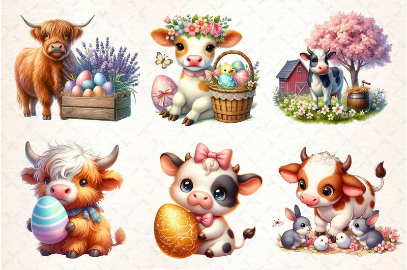 Easter Cow Clipart Bundle - CraftNest - Digital Crafting and Art