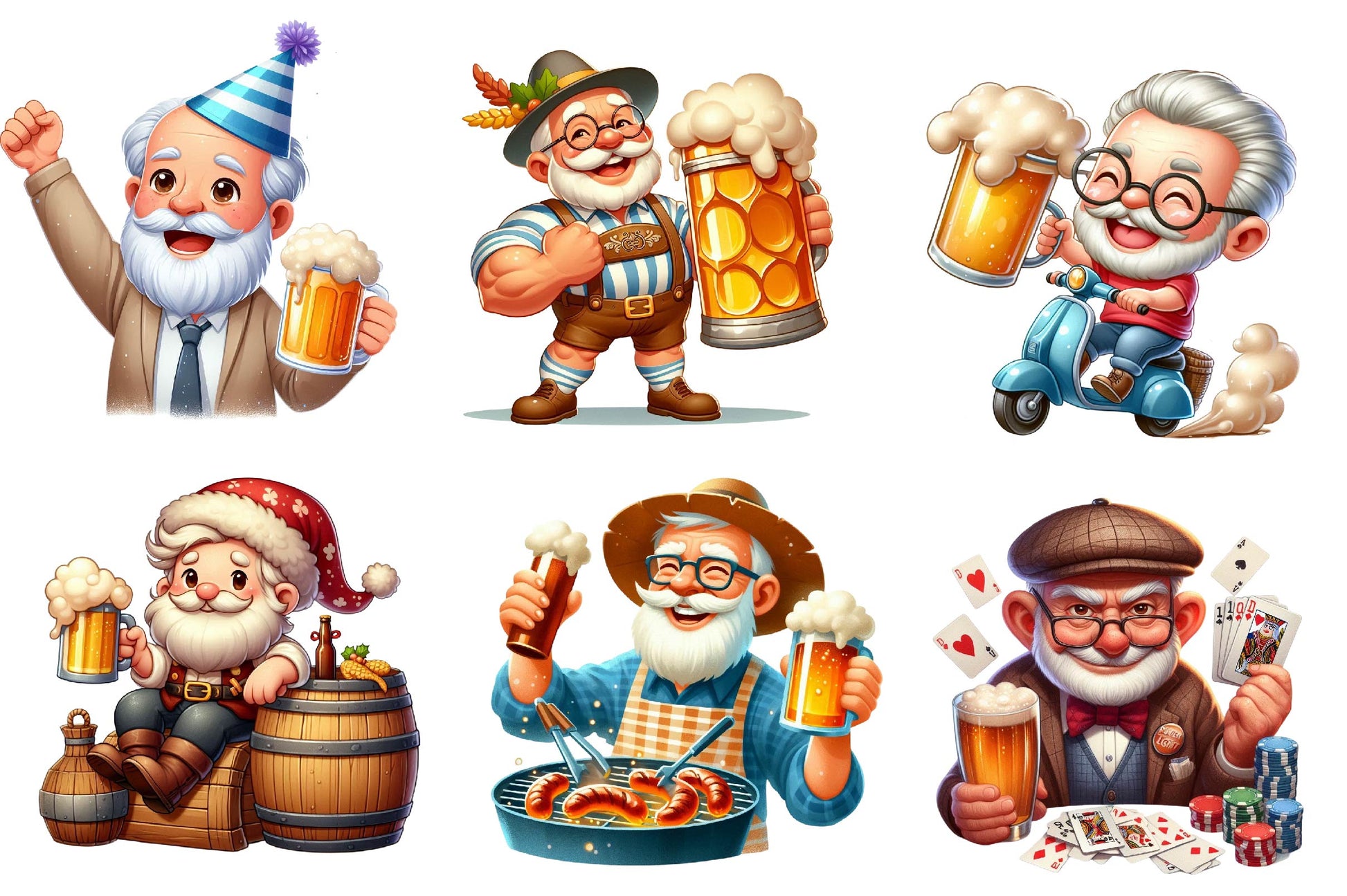 Funny Beer Loving Grandpa Clipart Bundle - CraftNest - Digital Crafting and Art