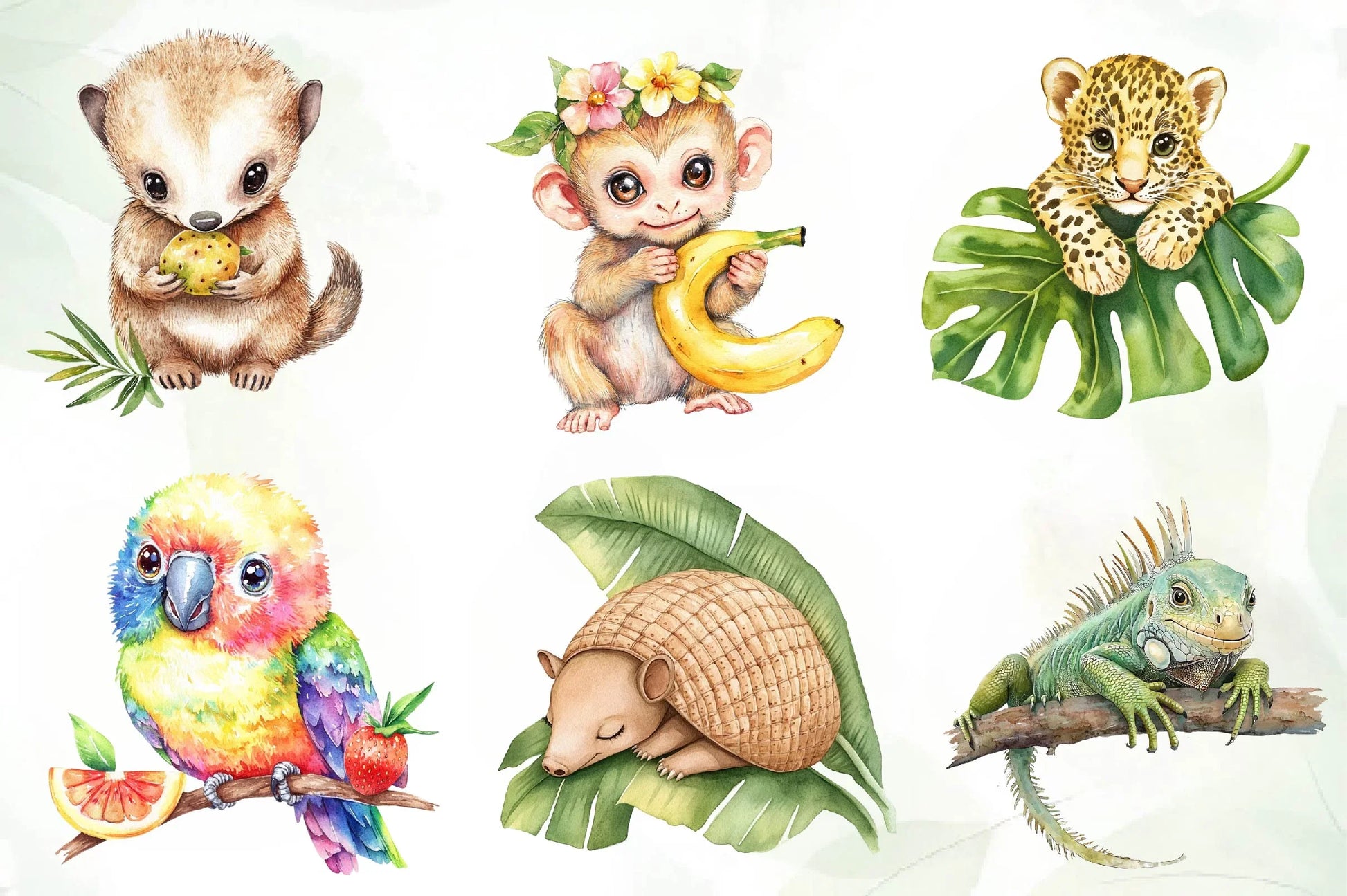 Cute Tropical Animal Friends Clipart Bundle - CraftNest - Digital Crafting and Art