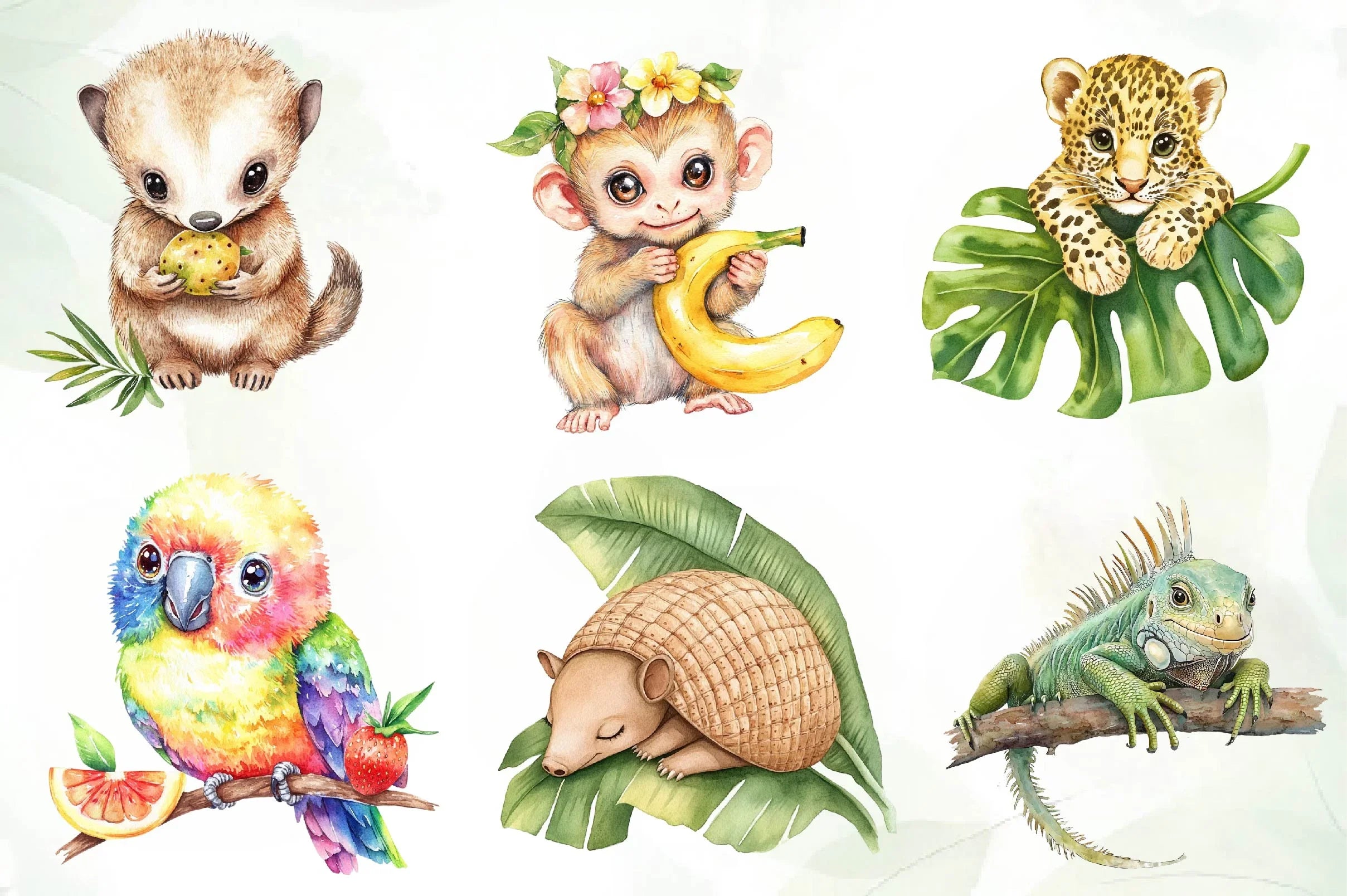 Cute Tropical Animal Friends Clipart Bundle - CraftNest - Digital Crafting and Art