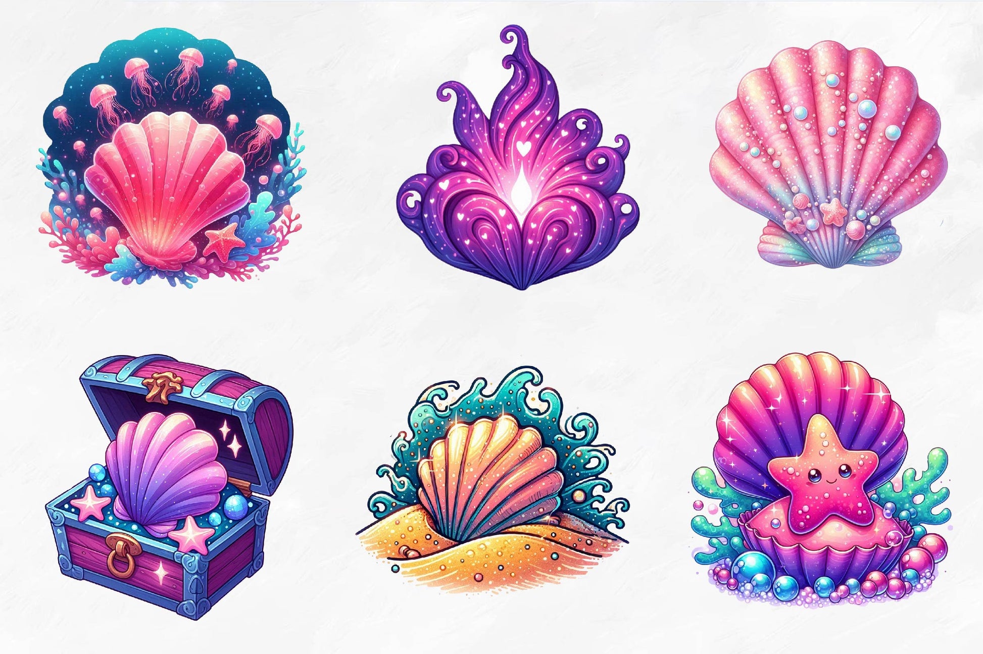 Summer Seashells Clipart Bundle - CraftNest - Digital Crafting and Art