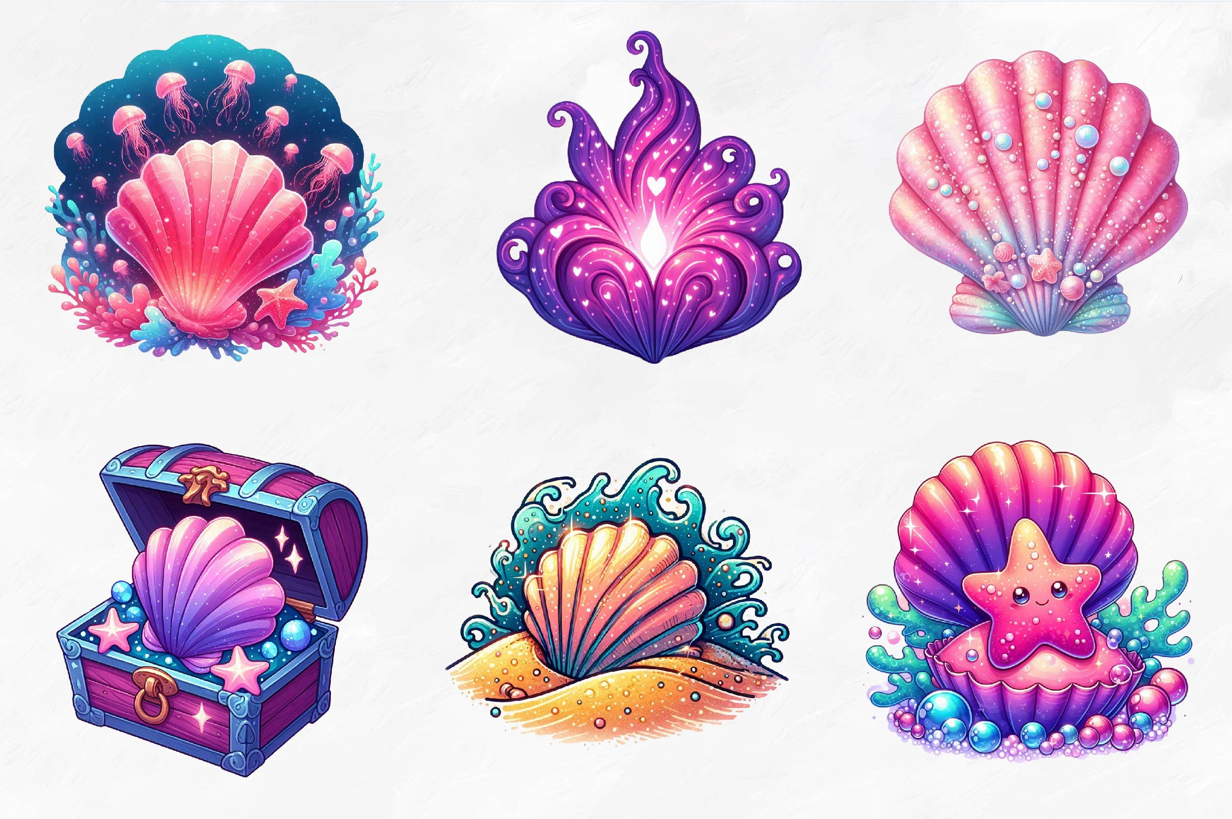 Summer Seashells Clipart Bundle - CraftNest - Digital Crafting and Art