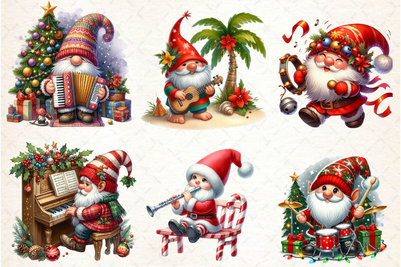 Christmas Gnome Musicians Clipart Bundle - CraftNest - Digital Crafting and Art