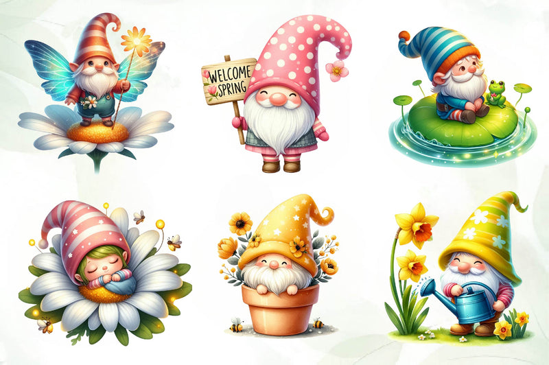 Cute Spring Gnome Clipart Bundle - CraftNest - Digital Crafting and Art