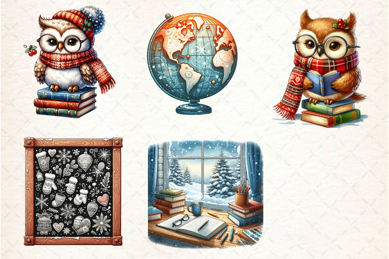 Cozy Winter Educational Clipart Bundle - CraftNest - Digital Crafting and Art