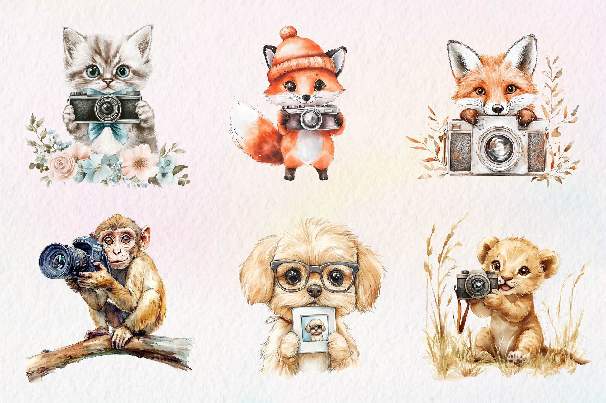 Cute Animals Photographer Clipart Bundle - CraftNest - Digital Crafting and Art