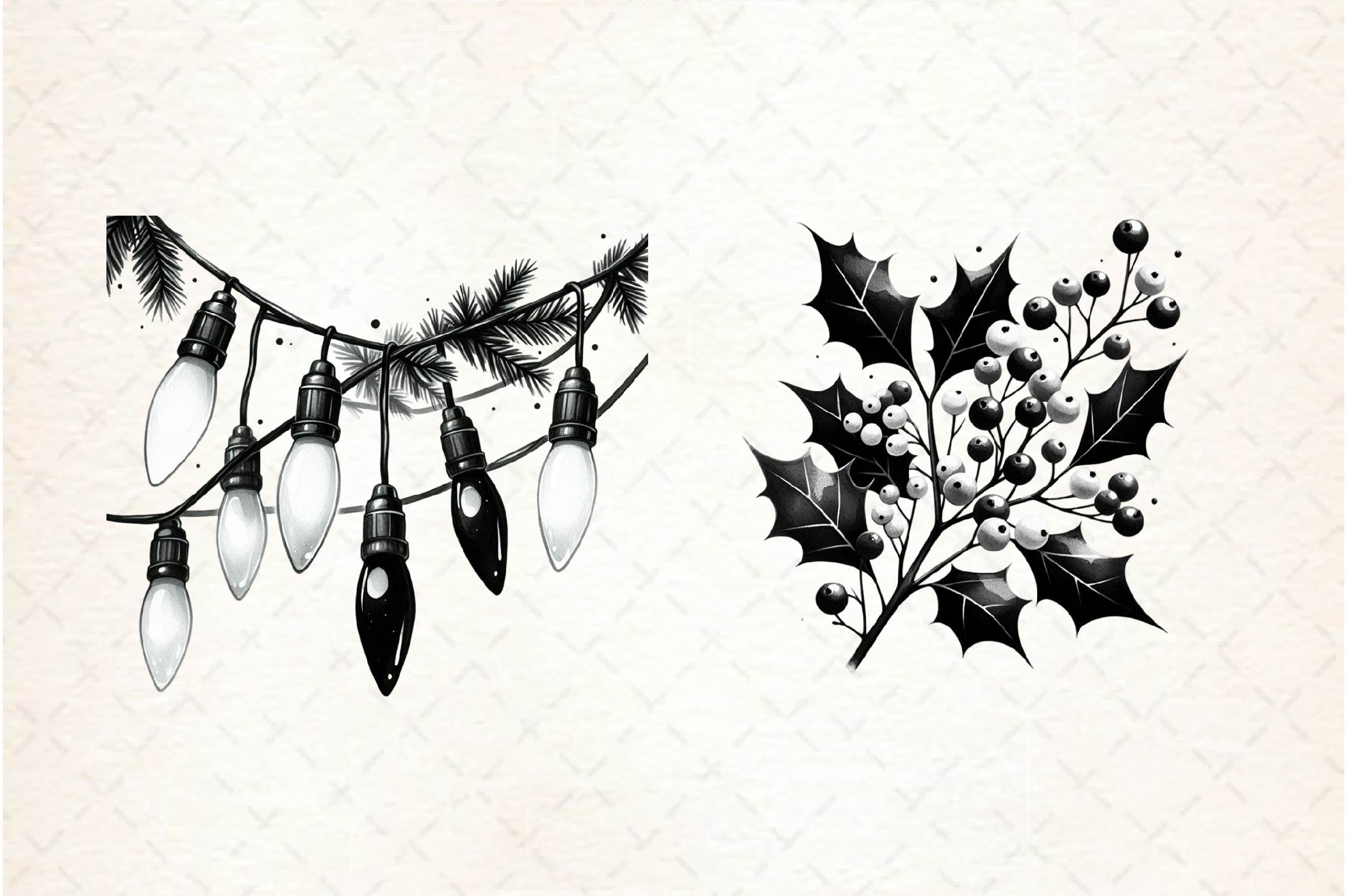 Black And White Christmas Clipart Bundle - CraftNest - Digital Crafting and Art