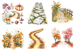 Fall Wildflowers Pathway Clipart Bundle - CraftNest - Digital Crafting and Art