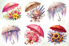 Spring Flowers Umbrella Clipart Bundle 2 - CraftNest - Digital Crafting and Art