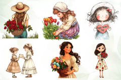 Mothers Day Girl Clipart Bundle - CraftNest - Digital Crafting and Art