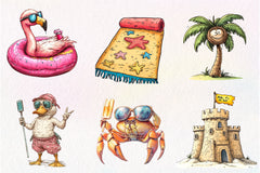 Quirky Summer Beach Day Clipart Bundle - CraftNest - Digital Crafting and Art