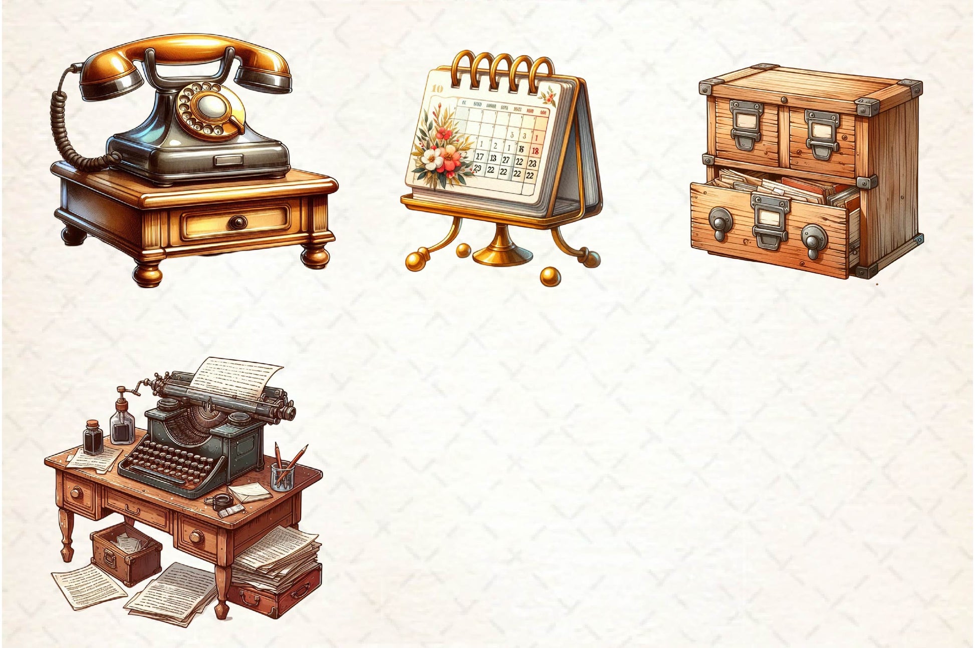 Antique Cozy Office Clipart Bundle - CraftNest - Digital Crafting and Art