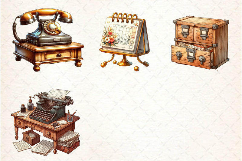 Antique Cozy Office Clipart Bundle - CraftNest - Digital Crafting and Art