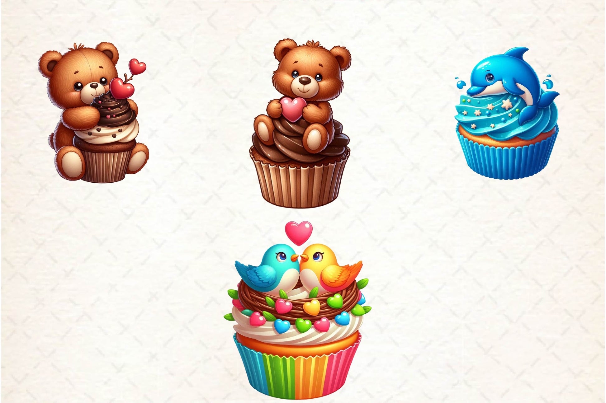 Cute Valentine Animal Cupcake Clipart Bundle - CraftNest - Digital Crafting and Art