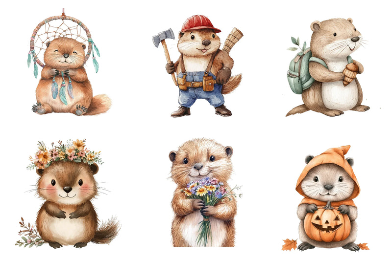 Cute Beaver Clip Art Woodland Animals Clipart Bundle - CraftNest - Digital Crafting and Art