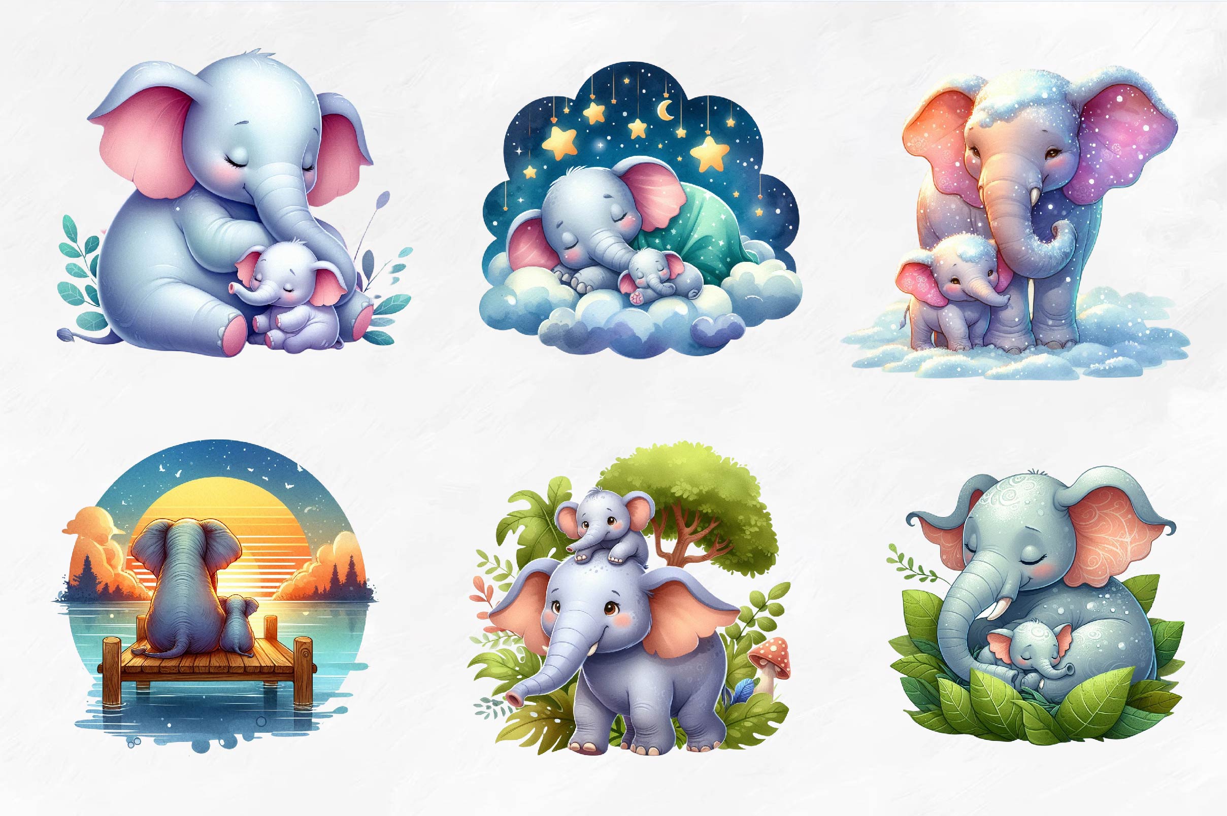 Mother And Baby Elephant Clipart Bundle - CraftNest - Digital Crafting and Art