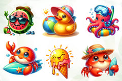 Cute Funny Beach Day Clipart Bundle - CraftNest - Digital Crafting and Art