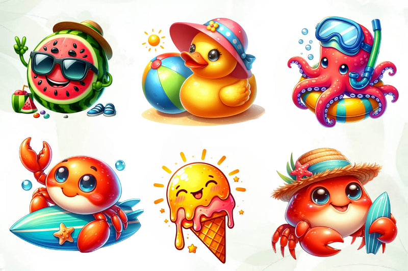 Cute Funny Beach Day Clipart Bundle - CraftNest - Digital Crafting and Art
