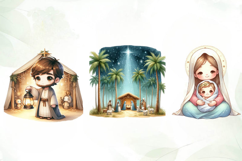 Chibi Nativity Christmas Clipart Bundle 1 - CraftNest - Digital Crafting and Art