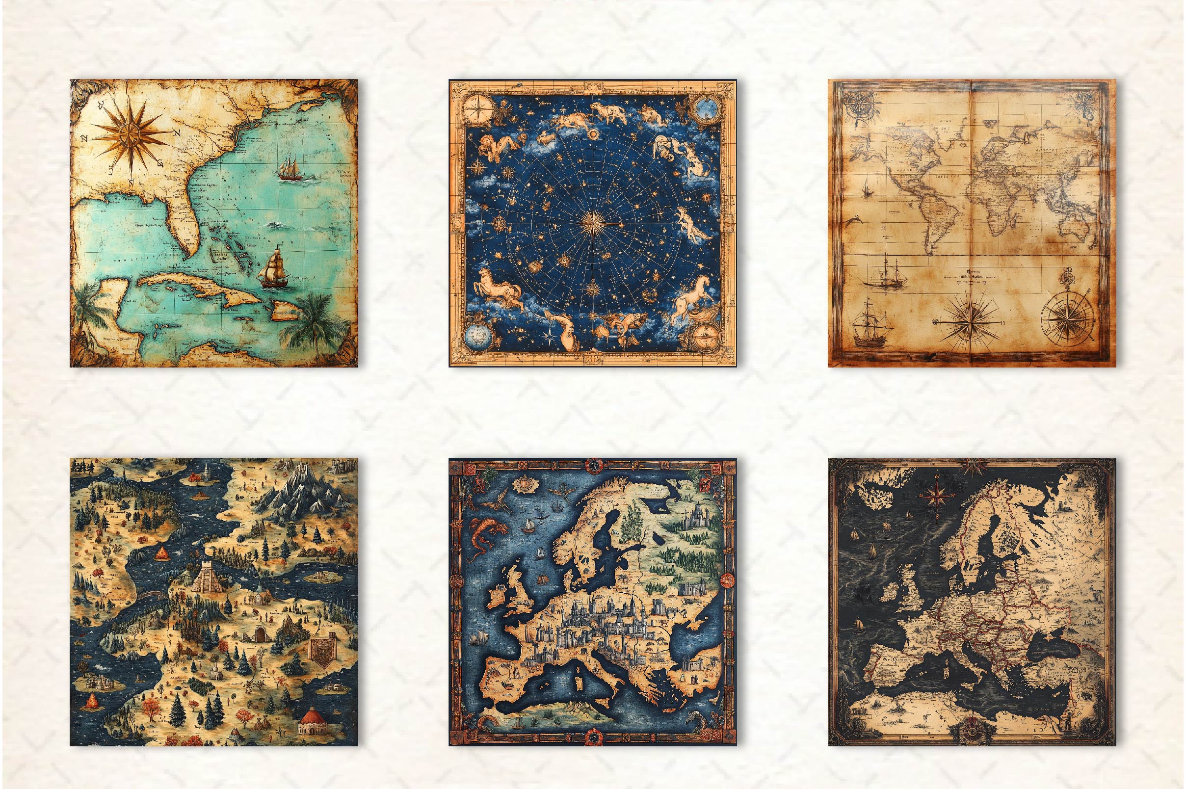 Antique Maps Digital Paper - CraftNest - Digital Crafting and Art