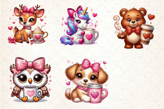 Animals Valentine Coffee Clipart Bundle - CraftNest - Digital Crafting and Art