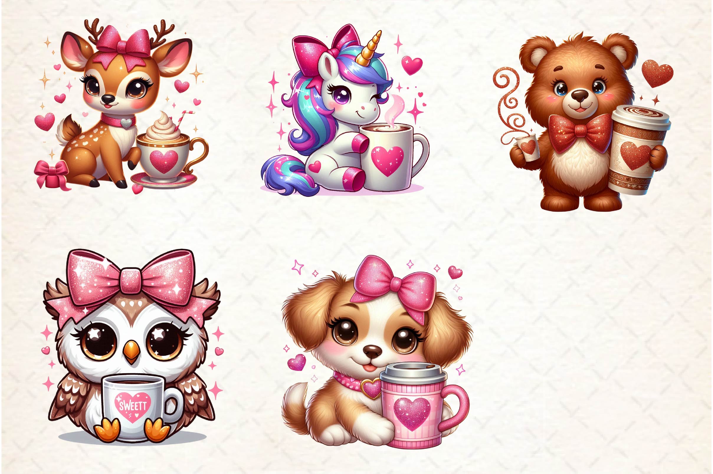 Animals Valentine Coffee Clipart Bundle - CraftNest - Digital Crafting and Art