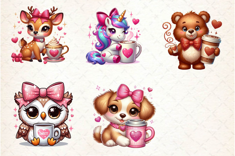 Animals Valentine Coffee Clipart Bundle - CraftNest - Digital Crafting and Art