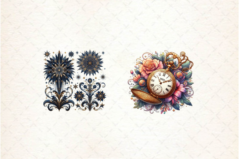 Victorian New Year 2025 Clipart Bundle - CraftNest - Digital Crafting and Art