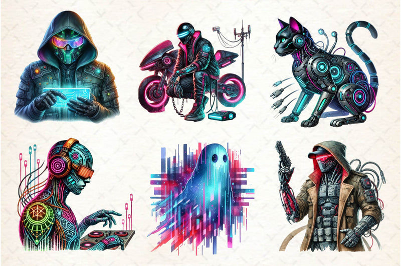 Cyberpunk Characters Clipart Bundle - CraftNest - Digital Crafting and Art