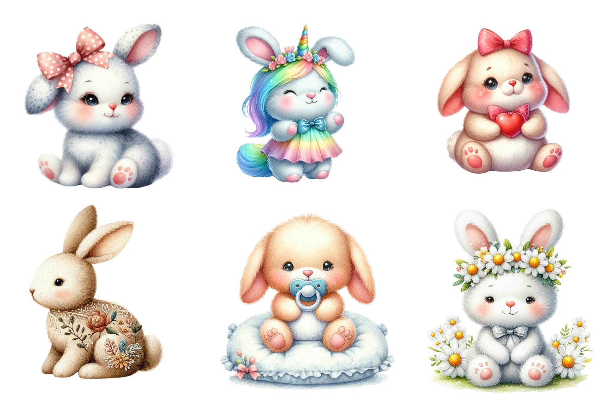 Cute Plush Toy Baby Bunny Clipart Bundle - CraftNest - Digital Crafting and Art
