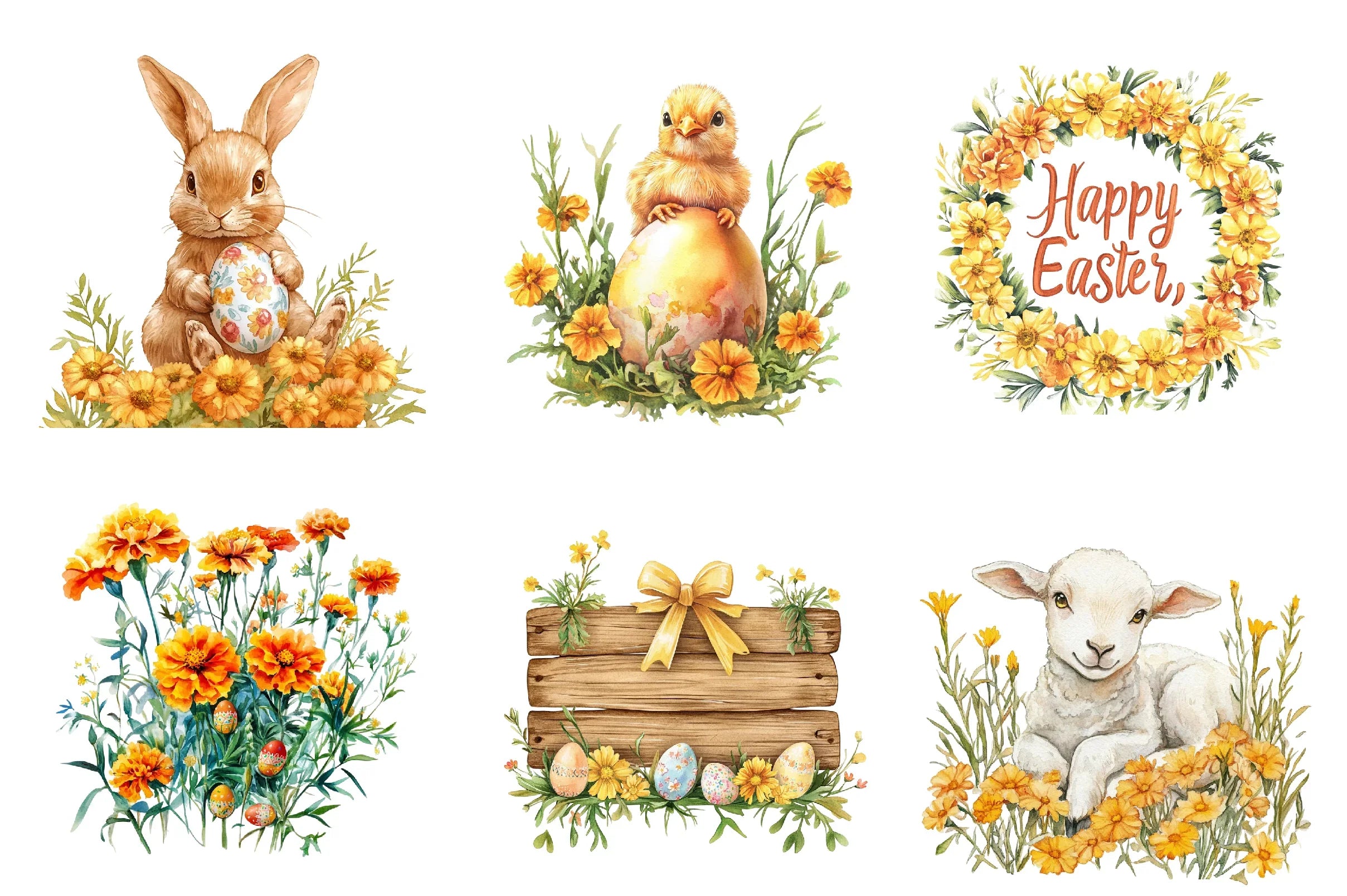 Marigold Easter Clipart Bundle - CraftNest - Digital Crafting and Art