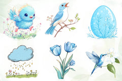 Blue Spring Season Clipart Bundle - CraftNest - Digital Crafting and Art