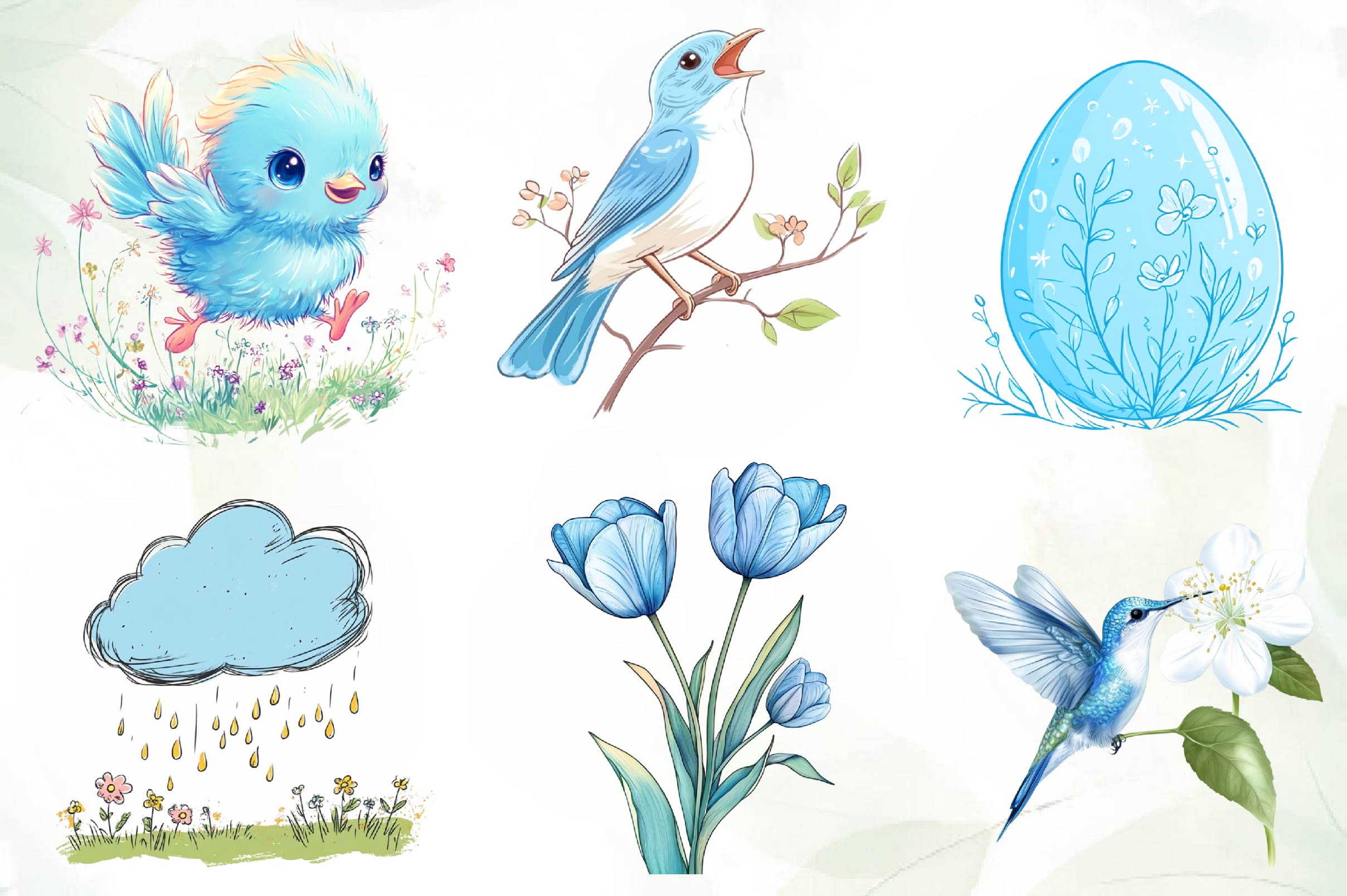 Blue Spring Season Clipart Bundle - CraftNest - Digital Crafting and Art