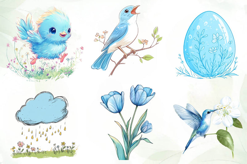 Blue Spring Season Clipart Bundle - CraftNest - Digital Crafting and Art
