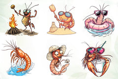 Cute Summer Shrimp Clipart Bundle - CraftNest - Digital Crafting and Art